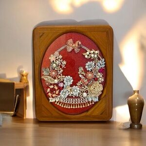 Red and Gold Floral Accent Decor